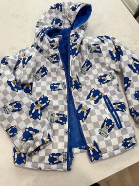 Sonic the Hedgehog Hooded Kids Rain Jacket Size 5/6